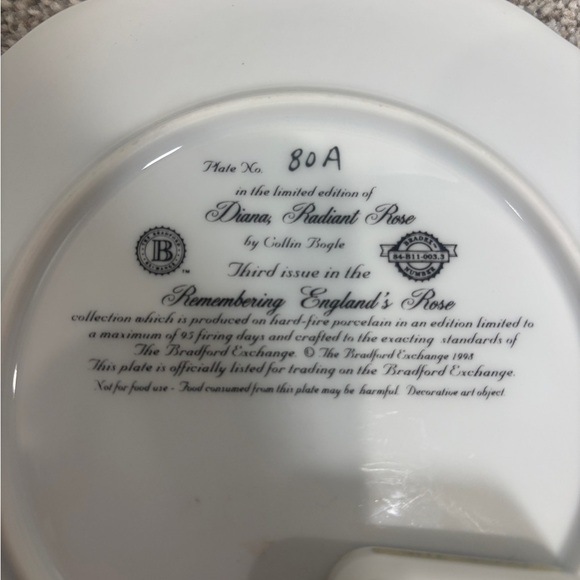Princess Diana Radiant Rose Collector Plate with music box England - Picture 4 of 6